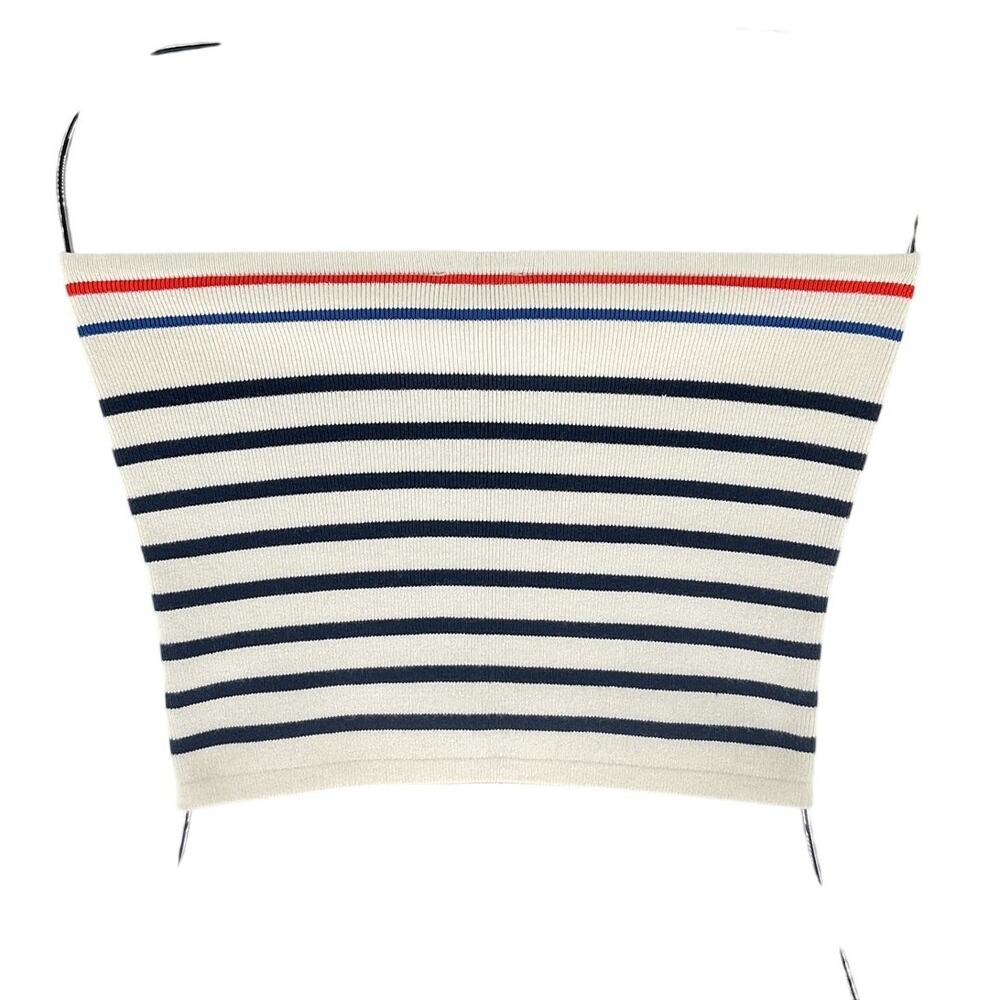 Kule Striped Cream And Navy Jo Tube Top Size XS - Picture 3 of 6